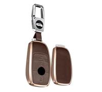 TECART Étui de clé de voiture en cuir de vachette et alliage d'aluminium - Convient pour Mercedes Benz A C E S G Classe GLC CLE CLA W177 W205 W213 W222 S63 AMG Portable Coque de clé de voiture