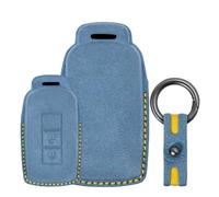 Tecart Étui de e voiture en daim - Convient pour Mitsubishi Lancer GT Outlander Eclipse RVR ASX Evo X GTS EX Mirage G4 SE - 2 boutons - Étanche - Accessoire de protection - Bleu