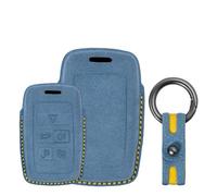 Tecart Étui de clé de voiture en daim pour Land Rover Range Rover Sport LR4 Evoque Vogue Discovery 5 Sport HSE Velar Defender 5 boutons étanche sans clé Accessoire de protection Bleu