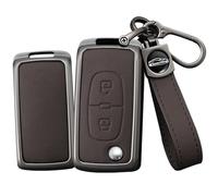 TECART étui de clé de Voiture pour 206 207 307 308 407 607 807 - Coque de Protection pour clé Pliante Citro?n C2 C3 C4 C4L C5 C6 - en métal - 2 Boutons - Marron