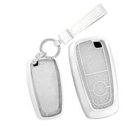 TECART Porte-clés compatible avec Ford Edge Explorer Fusion Mustang Ecosport F150 F250 Fiesta Mondeo Focus TPU Smart Coque de clé 3 boutons Protection de clé Accessoire de voiture -A Blanc