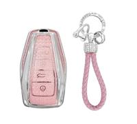 TECART Porte-clés compatible avec Geely Boyue Xingyue Galaxy Coolray Atlas Borui Emgrand X7 Global Hawk GX7 TPU Smart Clé de voiture 4 boutons Coque de clé de voiture Accessoires de voiture -A Rose