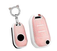 TECART Porte-clés compatible avec Peugeot 208 2008 3008 4008 5008 pour Citroën C3 C4 C5 DS6 DS7 pour clé de voiture Ople TPU Smart 3 boutons Coque de clé de voiture Accessoires de voiture -B Rose