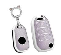 TECART Porte-clés compatible avec Peugeot 208 2008 3008 4008 5008 pour Citroën C3 C4 C5 DS6 DS7 pour clé de voiture Ople TPU Smart 3 boutons Coque de clé de voiture Accessoires de voiture -B Violet
