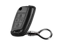 TECART Porte-clés compatible avec VW Volkswagen Atlas GTI Jetta Tiguan Golf MK7 Alltrack Sportwagen R Polo e-Golf Coque de clé de voiture intelligente en cuir 3 boutons Accessoire de voiture Noir