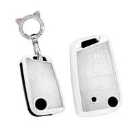 TECART Porte-clés compatible avec VW Volkswagen Golf 7 MK7 Tiguan MK2 Jetta Polo Atlas SEAT Ateca Leon Skoda Octavia TPU Smart Coque de clé 3 boutons Protection de clé -A Blanc