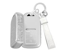 TECART Porte-clés Convient pour Honda Accord Crider Jade Civic Spirior City Odyssey HR-V CR-V Vezel Jazz TPU Smart Clé de Voiture Coque 4 Boutons Bling Coque de Clé Femme Keychage-A Blanc