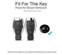 TECART Porte-clés Convient pour Mercedes Benz W164 W176 W245 W204 W211 W212 W245 A B C E M L S R CL CLK TPU Smart Clé de Voiture Coque 2 Boutons Bling Coque de clé Femme Keyguard A Rose