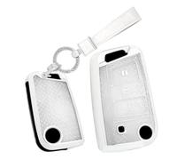 TECART Porte-clés Convient pour VW Volkswagen Golf 7 MK7 Tiguan MK2 Jetta Polo Atlas SEAT Ateca Leon Skoda Octavia TPU Smart Coque de clé 3 boutons Protection de clé B Blanc