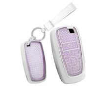 TECART Porte-clés pour Ford Edge Explorer Fusion Mustang Ecosport F150 F250 Fiesta Mondeo Focus TPU Smart Coque de clé de voiture 4 boutons Coque de protection pour clé de voiture - A Violet