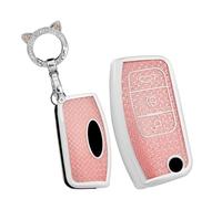 TECART Porte-clés pour Ford Fiesta Focus 2 Ecosport Kuga Escape Falcon B-Max C-Max Eco Galaxy TPU Smart Coque de clé 3 boutons Accessoire de voiture -B Rose