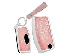 TECART Porte-clés pour Ford Fiesta Focus 2 Ecosport Kuga Escape Falcon B-Max C-Max Eco Galaxy TPU Smart Coque de clé 3 boutons Protection de clé de voiture - A Rose