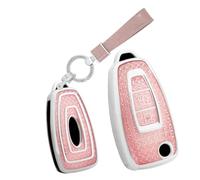 TECART Porte-clés pour Ford Ranger C-Max S-Max Focus Galaxy Mondeo Transit Tourneo Custom TPU Smart Coque de clé de voiture 3 boutons Protection de clé Accessoire de voiture -A Rose