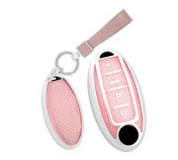 TECART Porte-clés pour Nissan Altima Sentra Qashqai J10 J11 Juke Murano X-Trail Maxima Infiniti G35 QX56 FX35 TPU Smart Key Key Case 4 boutons Coque de clé A Rose