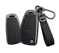 TECART Smart Autoschlüssel Hülle cover Convient pour Audi A1 A3 A4 A6 A8 Quattro Q2 Q3 Q7 S3 S6 RS3 RS6 R8 TT TTS Lede Zinc alliage Coque de protection Clé cover Accessoire portable 3 boutons, b-noir