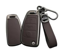 TECART Smart Coque de protection pour clé de voiture Audi A1 A3 A4 A6 A8 Quattro Q2 Q3 Q7 S3 S6 RS3 RS6 R8 TT TTS - En alliage de zinc - Accessoire portable - 3 boutons B - Marron