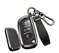 TECART Smart Coque de Protection pour e Voiture - Convient pour Citroën C2 C3 C4 C5 C6 C8 DS4 pour 107 207 306 307 407 308 607 - Motif Cuir - Portable - Accessoire de 3 Boutons,