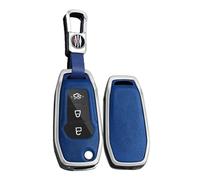 TECART Smart Coque de protection pour clé de voiture - Convient pour Ford Ranger T6 Mondeo Ka Fiesta Focus Galaxy Mustang 5.0 GT Kuga - Motif cuir - Portable - Accessoire de clé B 3 boutons, Bleu