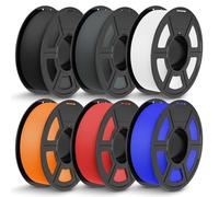 TECBEARS Filament PETG Matte 1.75mm 6KG, Filament pour Imprimante 3D Haute Vitesse 50-600mm/s, Forte Ténacité, +/- 0,02 mm Matte Set Noir, Blanc, Gris, Rouge, Bleu, Orange