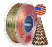 TECBEARS PLA Silk Filament 1.75MM, Tri-Color Silk PL Filament Bobine de 1kg, 360° dévoile des couleurs variées, Précision dimensionnelle +/- 0,02 mm, PLA Silk Tricolore Orange+Bleu+Vert