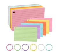 TECDW 300 Flash Cards, 7,6 x 12,7 cm Fiche Bristol avec Anneaux de Reliure, Multicolore Flashcards Perforées, Cartes D’Index Lignées, Cartes de Révision pour Maison Ecole Bureau Étude Notes (005)