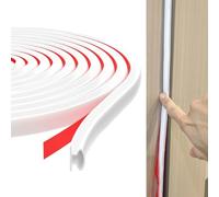 TECDW Joint Porte Fenêtre Isolant Froid et Phonique D-Profil, 10m Joint de Porte Fenetre Isolation, Joint De Porte D'Entrée Caoutchouc Autocollant, Bande PVC Cadre De Porte Voiture (Blanc)