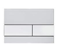 TECE WC plaque de poussée TECEsquare verre blanc. pour la technologie à double chasse d'eau, Coloris: Boutons aspect acier inoxydable brossé (avec anti-empreinte) - 9240801
