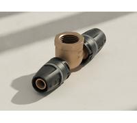 TECE TECElogo-Push Té FI Dimension 25 x Rp 3/4 x 25, Fonte rouge/Si-Bronze, 8713