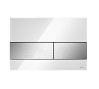 Tece – Plaque de commande WC TECEsquare verre blanc double chasse d'eau Boutons inox brossé 9240801