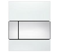 TECEsquare Plaque de commande pour urinoir, verre, cartouche incluse, 92428, Coloris: Verre blanc, boutons chromÃ©s brillants - 9242802