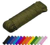 TECEUM Corde - 27.5M x 7mm - Vert armée - Corde Utilitaire Polyvalente Robuste - Camping, Artisanat, mât de Drapeau, intérieur et extérieur - légère tressée en Diamant en Nylon et polypropylène