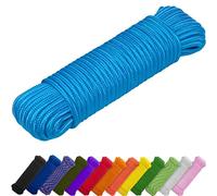TECEUM Corde - 46M x 7mm - Bleu Ciel - Corde Utilitaire Polyvalente Robuste - Camping, Artisanat, mât de Drapeau, intérieur et extérieur - légère tressée en Diamant en Nylon et polypropylène