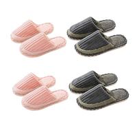 Teceyfeet 4 Paires Chaussons Femme Chaussons Invités lot Pantoufles d'hiver Peluche Chaussons Homme Lavables Slippers Hôtel Pantoufles Confortable Slippers Chausson Intérieur/extérieur