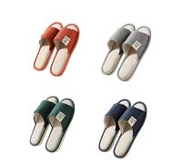 Teceyfeet Chaussons Invités lot 4 Paires Chausson Bout Ouverts Lavables Antipatinage Pantoufles Femme Slippers Pantoufle Unisexe Pour Salle de Bains Maison Voyage Mariage Spa,(4 Taille, 4 Couleur)