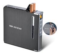 TECH DISCOUNT Étui à Cigarettes avec Briquet Aluminium Électronique automatique Porte-Cigarettes pour Femme Homme Briquet électrique rechargeable