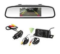 TECH DISCOUNT Rétroviseur Moniteur 4,3 Pouces LCD Miroir + Caméra de Recul sans Fil LED Infrarouge Vision Nocturne-Accessoire de Voiture