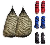 TECH EQUESTRIAN Lot de 2 filets à foin XL à alimentation lente 106,7 cm avec 26 anneaux de protection | Trous 5,1 x 5,1 cm | Filet à foin à alimentation lente pour chevaux | Sac à foin à alimentation lente | Multi_Pack_Combo_Deals (Lot de 2, noir)