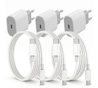 Tech-Fan Chargeur 35W USB C + Câble 1m,lot de 3, Charge Rapide PD/PPS compatible avec iPhone (17/16/15), Samsung Galaxy (S25/S24/S23S22), Google Pixel, Huawei, Xiaomi, iPad - Adaptateur Secteur, Blanc