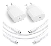 Tech-Fan © Chargeur USB-C 35 W, [Lot de 2], avec 2 Câbles Type-C vers Type-C 1 m, Compatible avec iPhone 15/16/17/Air, iPad Pro, iPad Air, iPad Mini, iPad A16, iPad 10