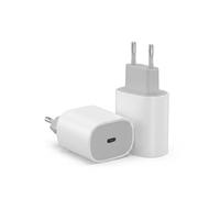 Tech-fan Lot de 2 Chargeurs USB-C 25W Compatible avec iPhone 16 15 14 13 12 11 Pro Max Plus SE - Pack de 2 Blocs Prises Secteur PD 3.0 Charge Rapide - Design Compact et Sécurisé - Blanc