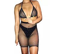 TECH-LINE-DIRECT FASHION ACCESSORIES Short de cyclisme en résille noir avec strass pour femme, Noir , taille unique