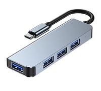 Tech-Protect Adaptateur V1-Hub 4 en 1 - Adaptateur USB-C avec 4 ports USB-A - Pour ordinateurs portables avec port USB de type C - Gris