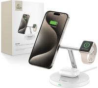 Tech-Protect QI15W-A35 chargeur inductif 3-en-1 avec MagSafe pour téléphone / AirPods / Apple Watch - blanc