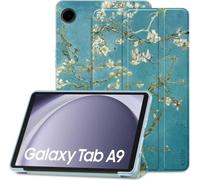 TECH PROTECT SmartCase - Étui de protection à rabat avec fonction support magnétique - Compatible avec Samsung Galaxy Tab A9 8.7 X110 / X115 - Fleurs blanches