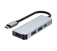 Tech-Protect V2-Hub Adaptateur 4 en 1 - Adaptateur USB-C avec 4K HDMI, 2X USB, USB-C | pour Ordinateurs Portables avec Port USB Type-C | Gris