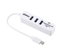 Tech Stor3 HUB Adaptateur USB C Type-C Multiple Combo 2 en 1, 3 USB + Micro SD TF Card Reader Plug And Play pour MacBook PRO, iMac, dell XPS, ASUS ZenBook et autres USB Type C (Blanc)