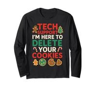 Tech Support Christmas Cookies Lover Women Men Funny Manche Longue
