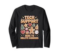 Tech Support Here to Delete Cookies Funny Christmas Pajama Manche Longue