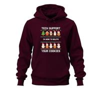 Tech Support I'm Here to Delete Noël IT Admin Geek Nerd Sweat à capuche unisexe, bordeaux, XXL