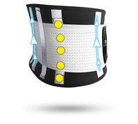 TECH THERAPEUTICS Ceinture Lombaire Femme et Homme - Ceinture Dorsale pour la Musculation, le Sport ou le Travail - Ceinture de Dos avec Poche pour Pack Chaud ou Froid - Blanc - Taille L - XL